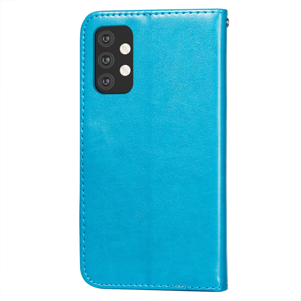 Dual-sided Magnetic Clasp Leather Shell for Samsung Galaxy A32 5G Wallet Stand Case - Blue-3
