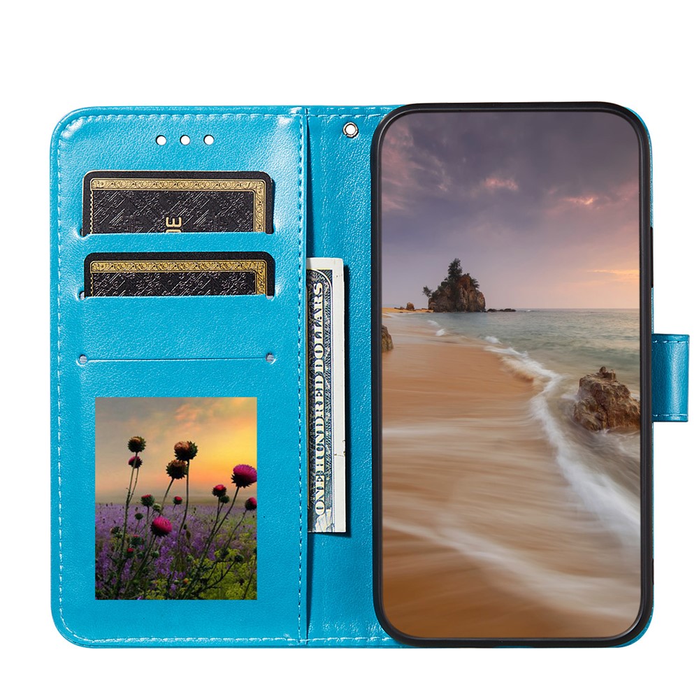 Dual-sided Magnetic Clasp Leather Shell for Samsung Galaxy A32 5G Wallet Stand Case - Blue-4
