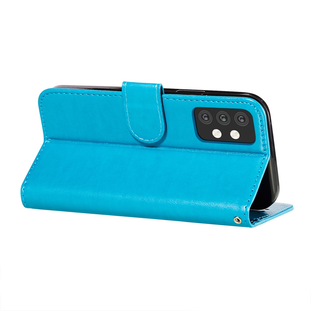 Dual-sided Magnetic Clasp Leather Shell for Samsung Galaxy A32 5G Wallet Stand Case - Blue-5