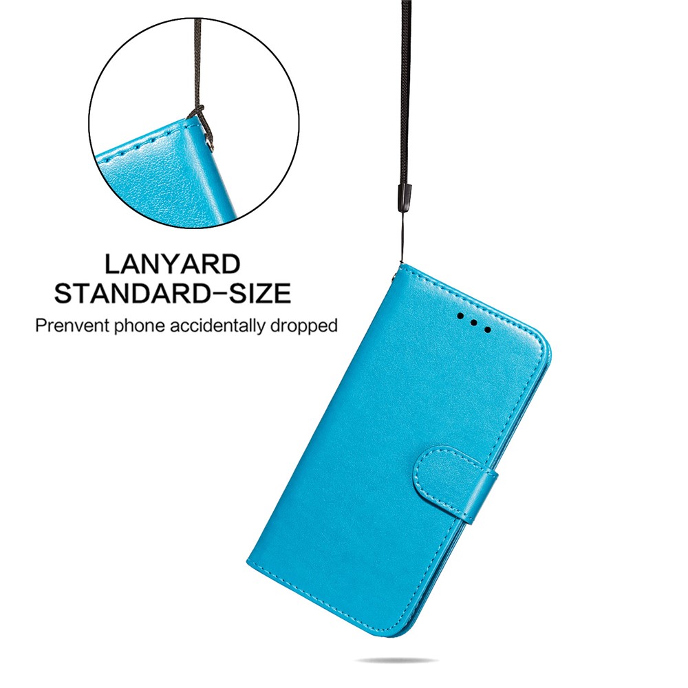 Dual-sided Magnetic Clasp Leather Shell for Samsung Galaxy A32 5G Wallet Stand Case - Blue-8