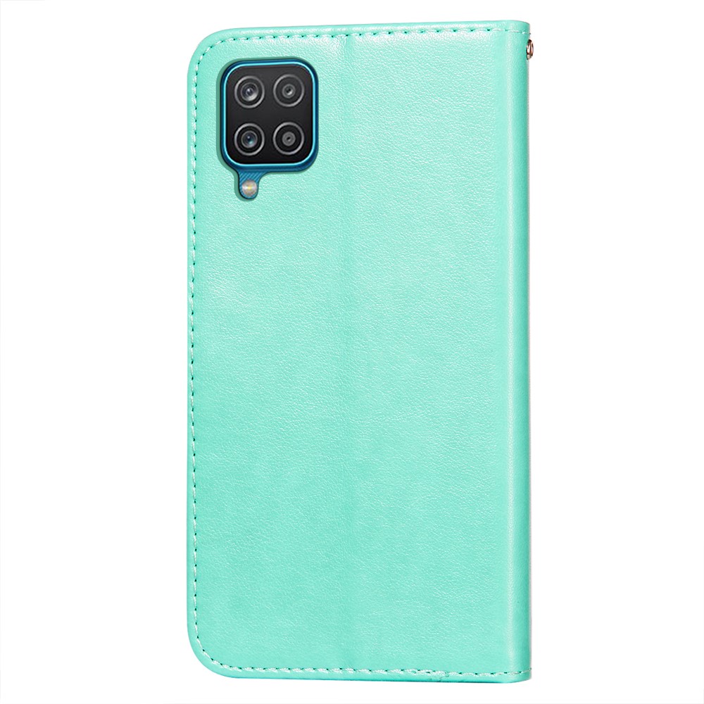 Dual-sided Magnetic Clasp Leather Protector for Samsung Galaxy A12 Wallet Stand Case - Green-3
