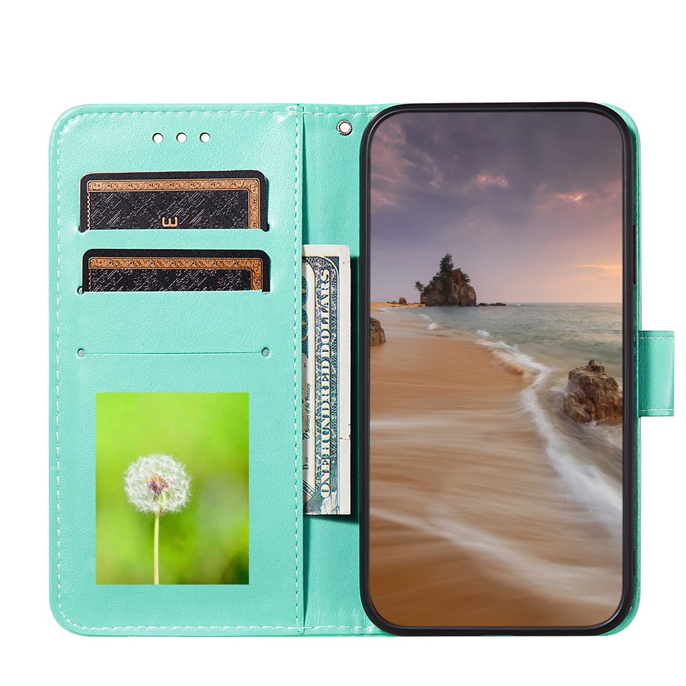 Dual-sided Magnetic Clasp Leather Protector for Samsung Galaxy A12 Wallet Stand Case - Green-4