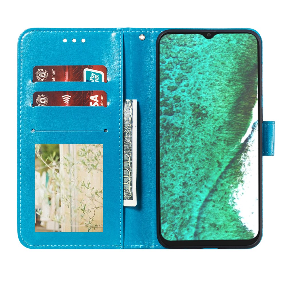 Imprint Mandala Flower Stand Leather Flip Shell for Samsung Galaxy A32 Case - Blue-10