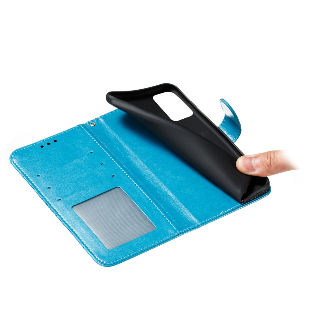 Imprint Mandala Flower Stand Leather Flip Shell for Samsung Galaxy A32 Case - Blue-8
