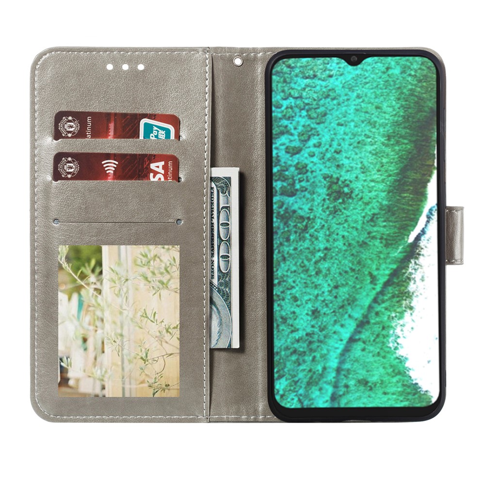 Imprint Mandala Flower Stand Leather Flip Shell for Samsung Galaxy A32 5G Case - Grey-4