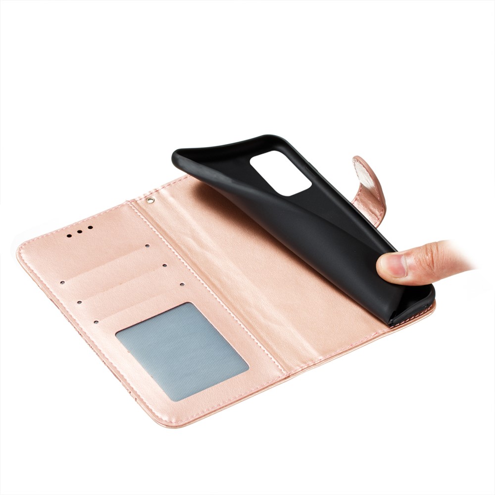 Imprint Mandala Flower Stand Leather Shell for Samsung Galaxy A02s (EU Version) Case - Rose Gold-9