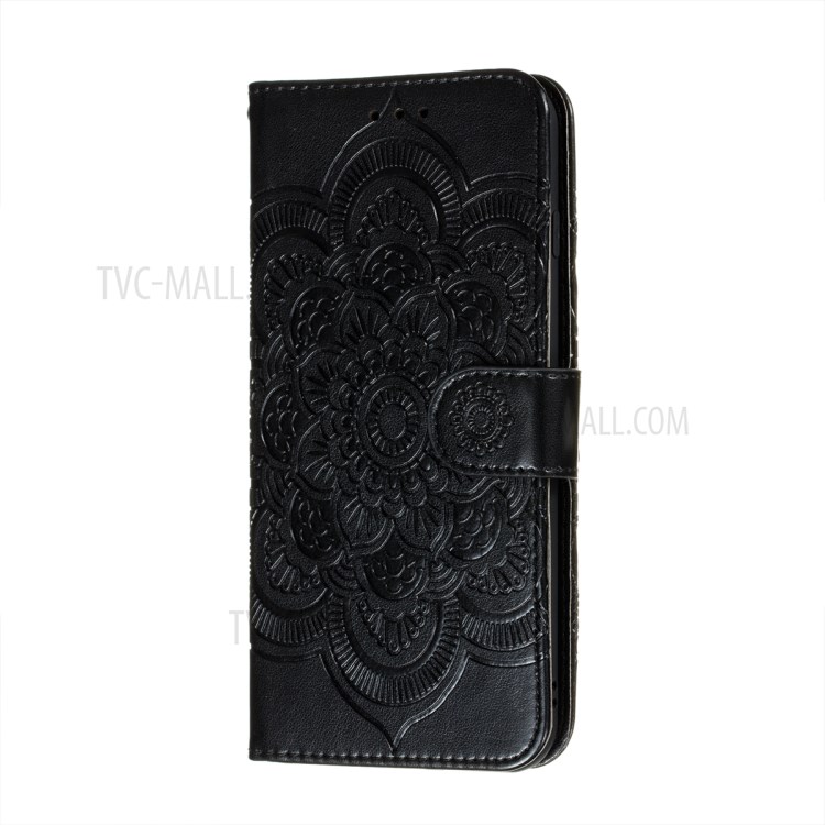 Imprint Mandala Flower Stand Leather Shell for Samsung Galaxy A02s (EU Version) Case - Black-2