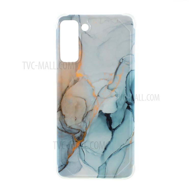 Four-corner Cushion IMD Marble Pattern TPU Cover for Samsung Galaxy S21 Plus 5G - Style E-1