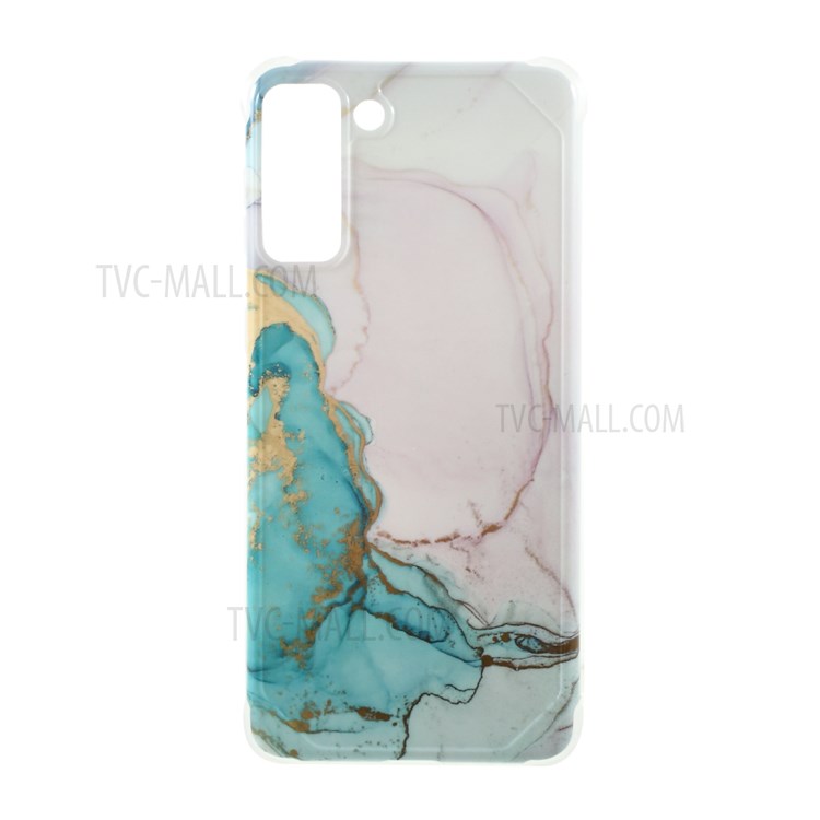 Four-corner Cushion IMD Marble Pattern TPU Cover for Samsung Galaxy S21 Plus 5G - Style G-1