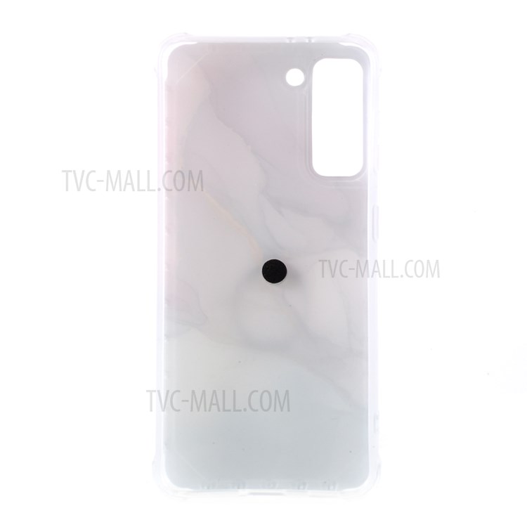 IMD Marble Pattern Four-corner Cushion TPU Cover with Kickstand for Samsung Galaxy S21 Plus 5G - Style A-2