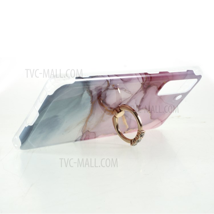 IMD Marble Pattern Four-corner Cushion TPU Cover with Kickstand for Samsung Galaxy S21 Plus 5G - Style A-6
