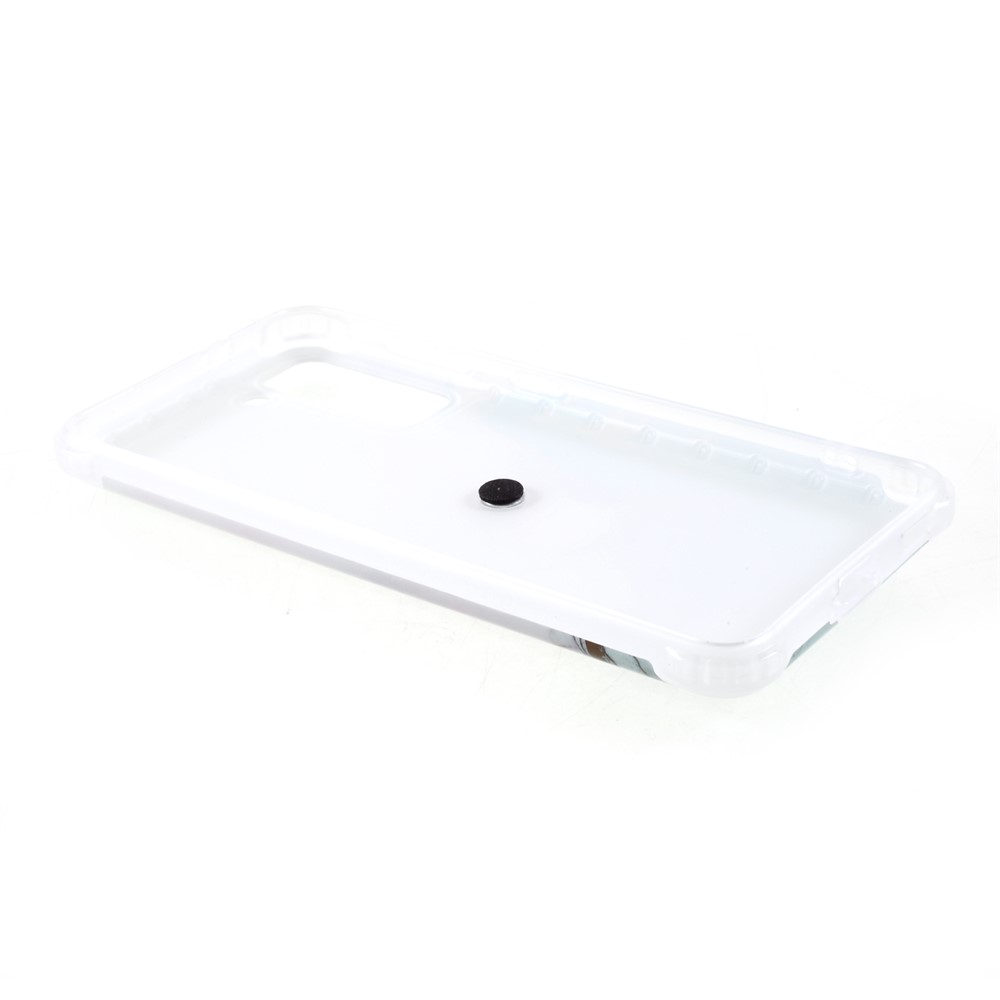 IMD Marble Patter с Четырьмя Углублениями Подушка TPU Cover с Kickstand Для Samsung Galaxy S21 Plus 5G - Стиль E