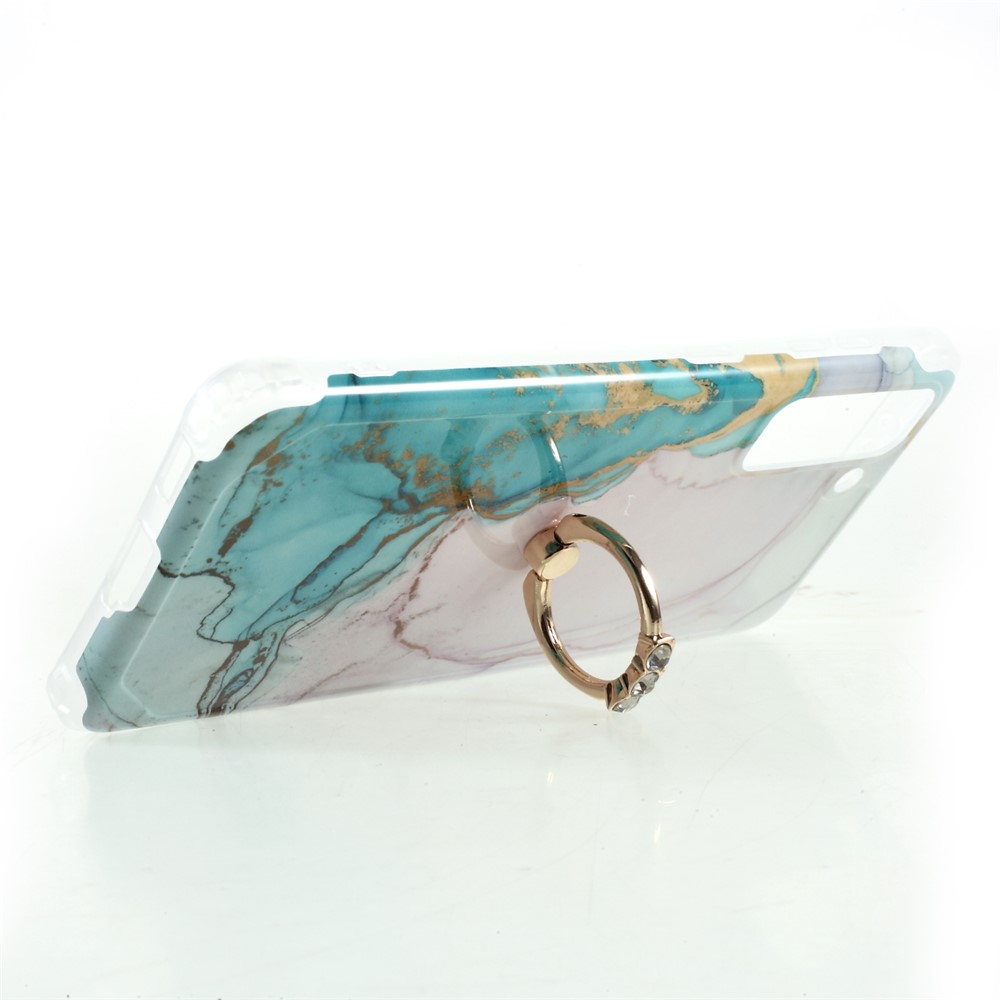 IMD Marble Pattern Four-corner Cushion TPU Cover with Kickstand for Samsung Galaxy S21 Plus 5G - Style E-6