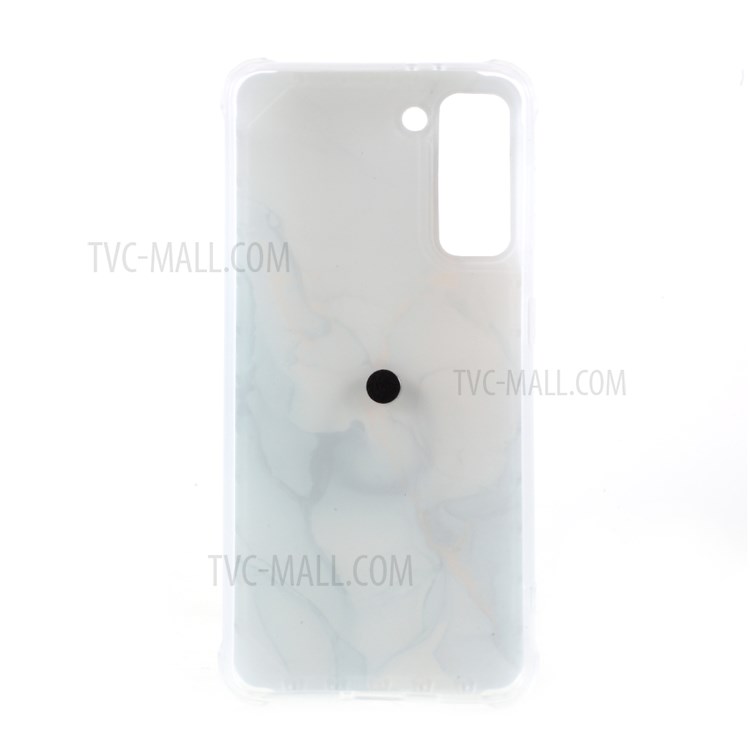 IMD Marble Pattern Four-corner Cushion TPU Cover with Kickstand for Samsung Galaxy S21 Plus 5G - Style G-2