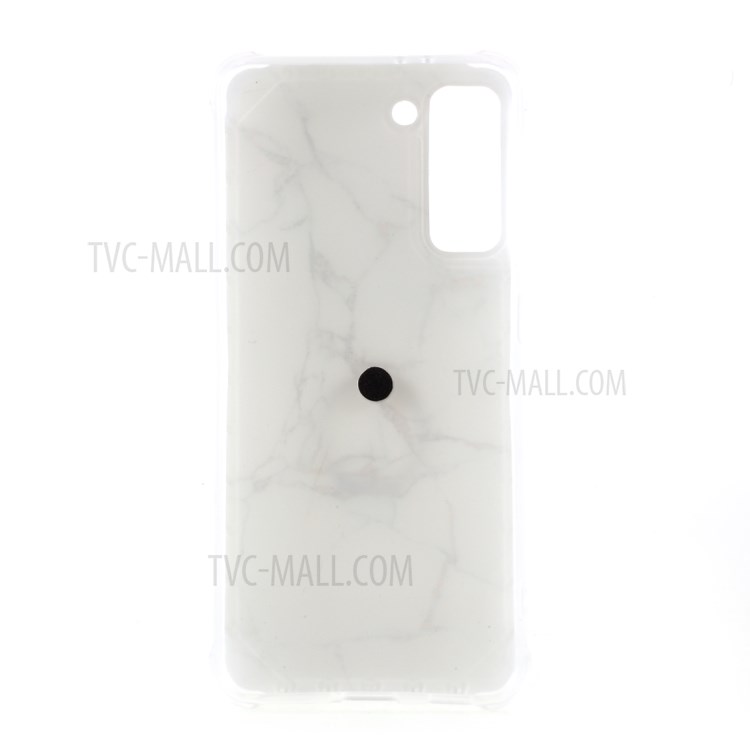 IMD Marble Pattern Four-corner Cushion TPU Cover with Kickstand for Samsung Galaxy S21 Plus 5G - Style H-2