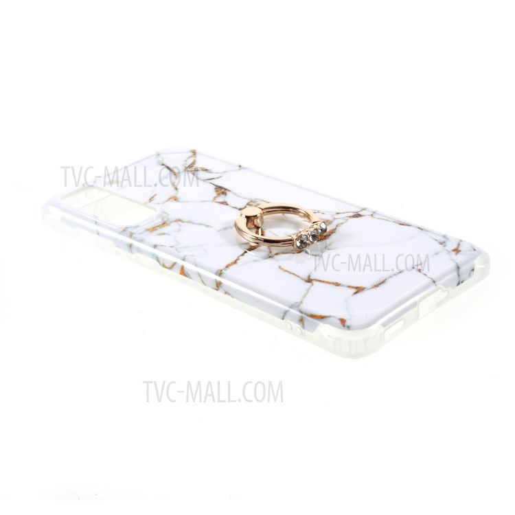 IMD Marble Pattern Four-corner Cushion TPU Cover with Kickstand for Samsung Galaxy S21 Plus 5G - Style H-3