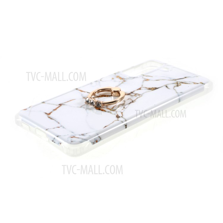 IMD Marble Pattern Four-corner Cushion TPU Cover with Kickstand for Samsung Galaxy S21 Plus 5G - Style H-4