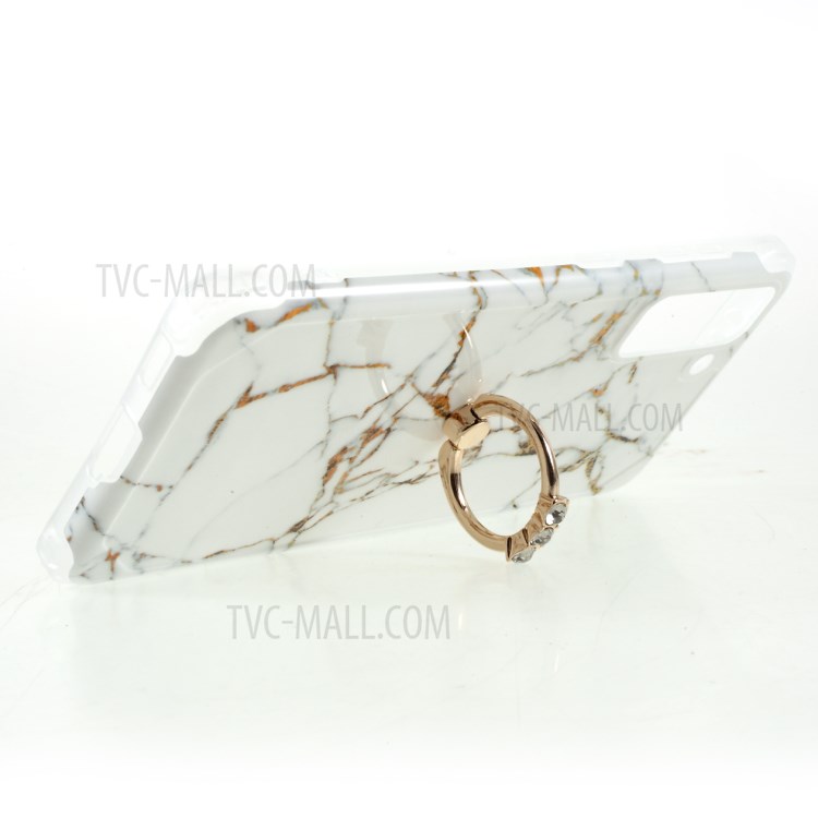 IMD Marble Pattern Four-corner Cushion TPU Cover with Kickstand for Samsung Galaxy S21 Plus 5G - Style H-6