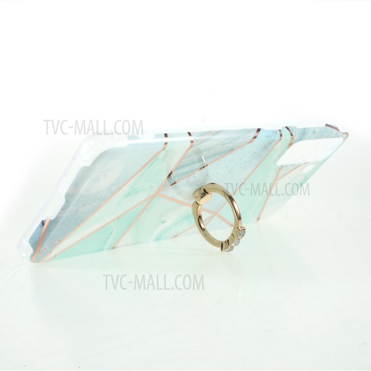 Four Corner Cushion IMD Splicing Marble Pattern TPU Protector Cover with Kickstand for Samsung Galaxy S21 Plus 5G - Style A-10