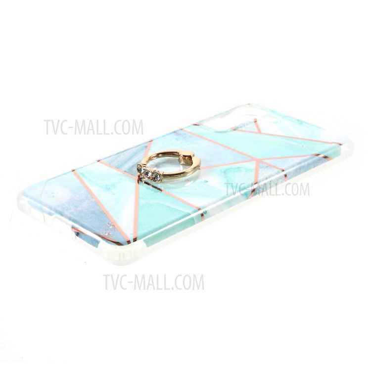 Four Corner Cushion IMD Splicing Marble Pattern TPU Protector Cover with Kickstand for Samsung Galaxy S21 Plus 5G - Style A-4