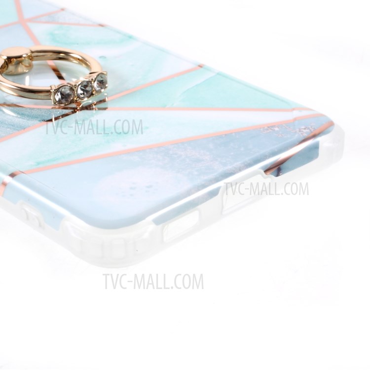 Four Corner Cushion IMD Splicing Marble Pattern TPU Protector Cover with Kickstand for Samsung Galaxy S21 Plus 5G - Style A-6