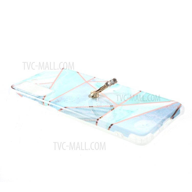 Four Corner Cushion IMD Splicing Marble Pattern TPU Protector Cover with Kickstand for Samsung Galaxy S21 Plus 5G - Style A-8