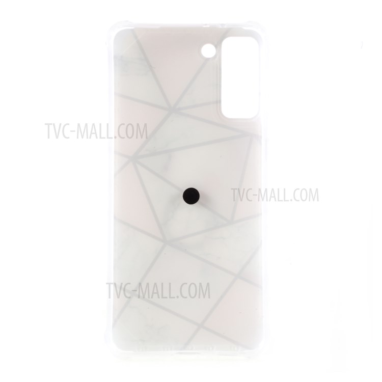 Four Corner Cushion IMD Splicing Marble Pattern TPU Protector Cover with Kickstand for Samsung Galaxy S21 Plus 5G - Style E-2