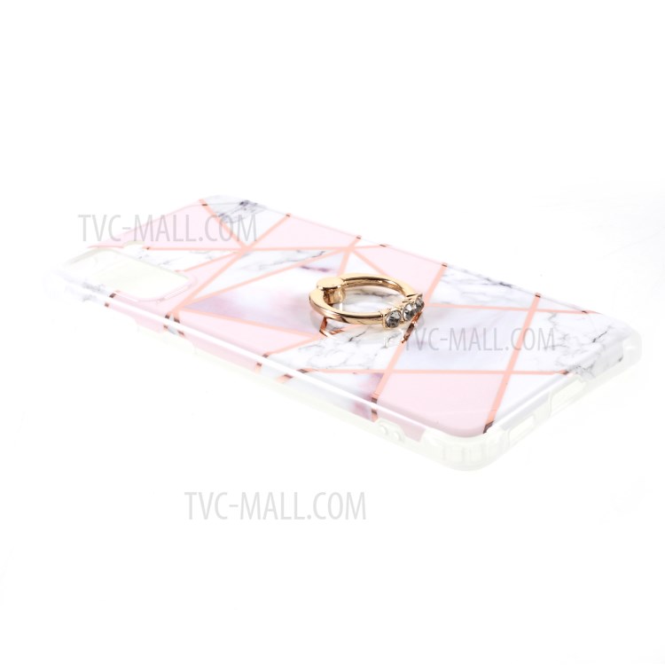 Four Corner Cushion IMD Splicing Marble Pattern TPU Protector Cover with Kickstand for Samsung Galaxy S21 Plus 5G - Style E-3