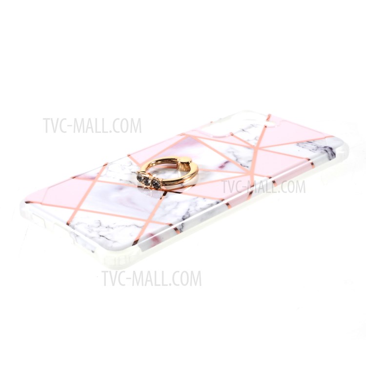 Four Corner Cushion IMD Splicing Marble Pattern TPU Protector Cover with Kickstand for Samsung Galaxy S21 Plus 5G - Style E-4