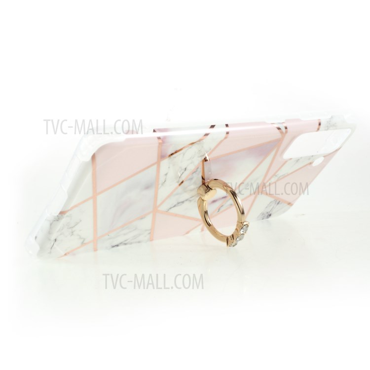 Four Corner Cushion IMD Splicing Marble Pattern TPU Protector Cover with Kickstand for Samsung Galaxy S21 Plus 5G - Style E-6