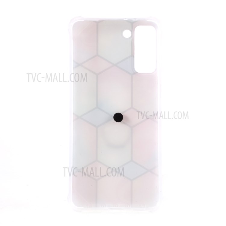 Four Corner Anti-Fall IMD Splicing Marble Pattern TPU Protector Cover with Kickstand for Samsung Galaxy S21 5G - Style A-2