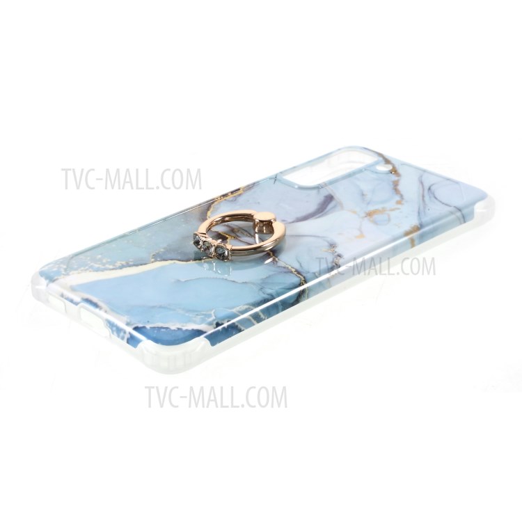 Kickstand Design IMD Marble Pattern Four-corner Cushion TPU Cover for Samsung Galaxy S21 5G - Style C-4