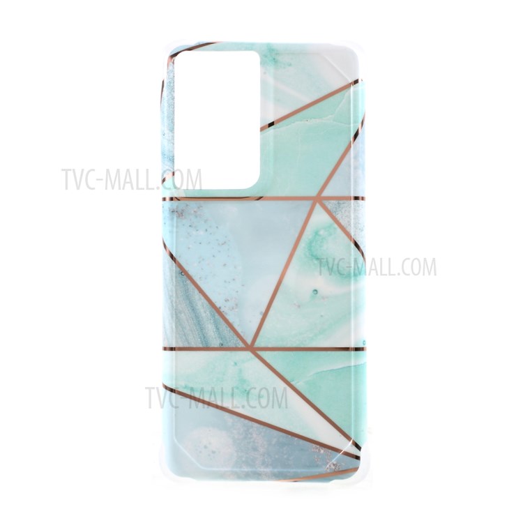 Four Corner Cushion IMD Marble Pattern Splicing TPU Phone Protector Cover for Samsung Galaxy S21 Ultra 5G - Style A-1
