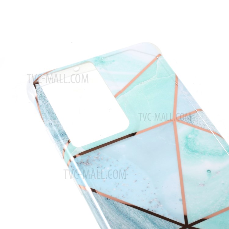 Four Corner Cushion IMD Marble Pattern Splicing TPU Phone Protector Cover for Samsung Galaxy S21 Ultra 5G - Style A-7
