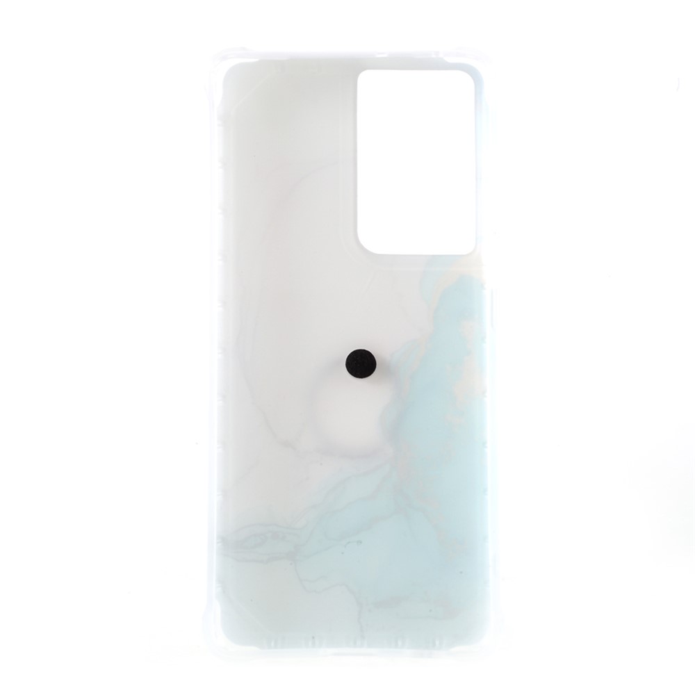 IMD Marble Pattern Four-corner Cushion TPU Cover with Kickstand Design for Samsung Galaxy S21 Ultra - Style A-2