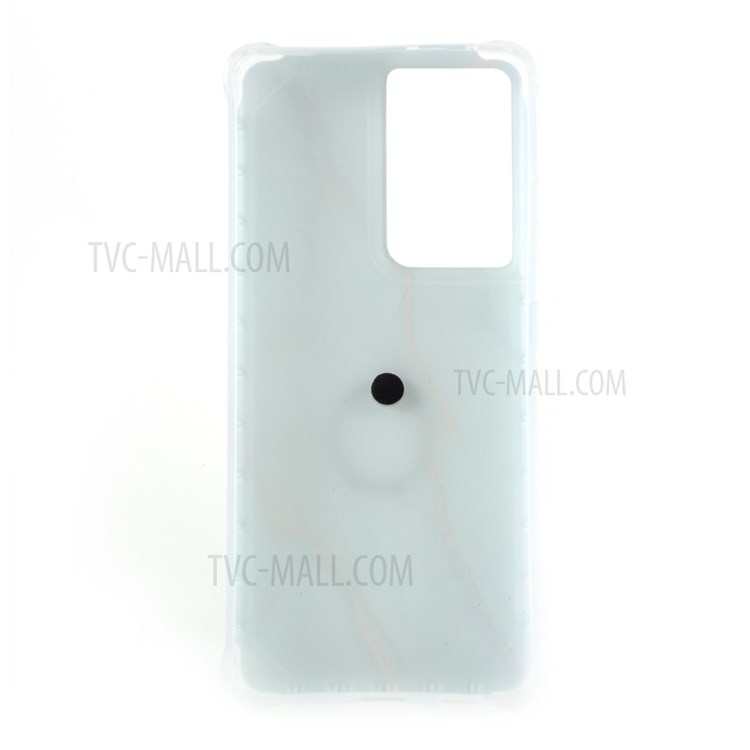 IMD Marble Pattern Four-corner Cushion TPU Cover with Kickstand Design for Samsung Galaxy S21 Ultra 5G - Style D-2