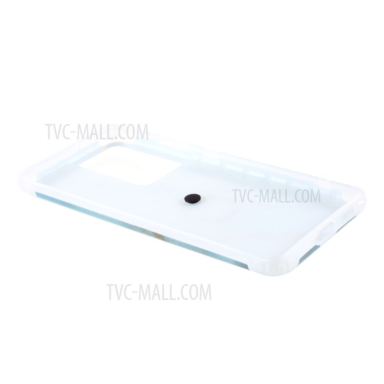 IMD Marble Pattern Four-corner Cushion TPU Cover with Kickstand Design for Samsung Galaxy S21 Ultra 5G - Style D-5