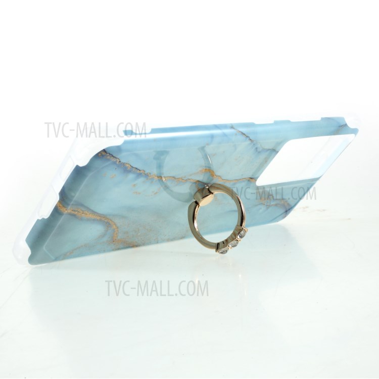 IMD Marble Pattern Four-corner Cushion TPU Cover with Kickstand Design for Samsung Galaxy S21 Ultra 5G - Style D-6