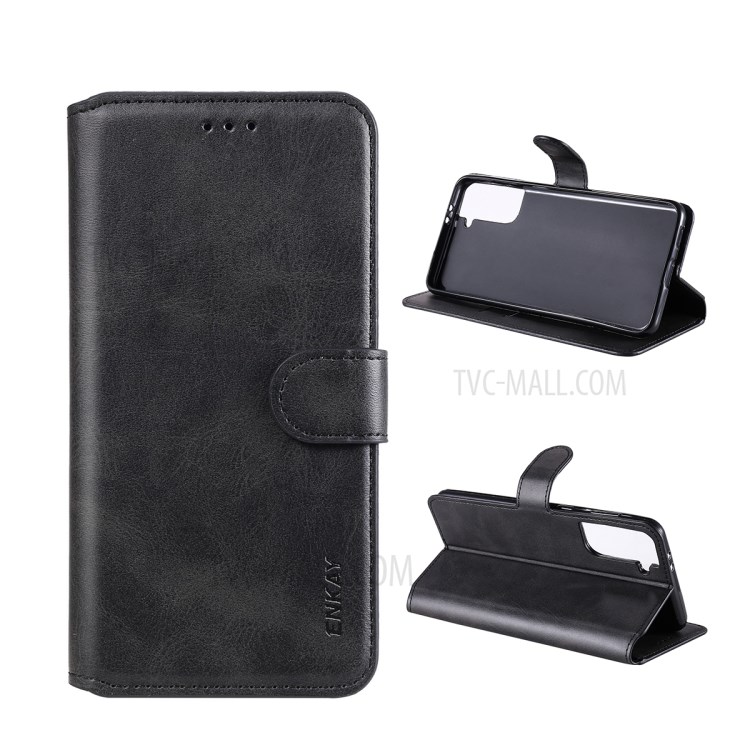 ENKAY PU Leather + TPU Protector Wallet Stand Cover for Samsung Galaxy S21+ - Black-1