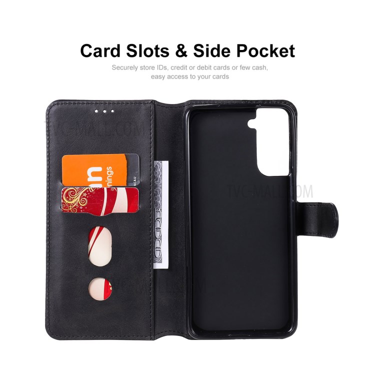ENKAY PU Leather + TPU Protector Wallet Stand Cover for Samsung Galaxy S21+ - Black-4