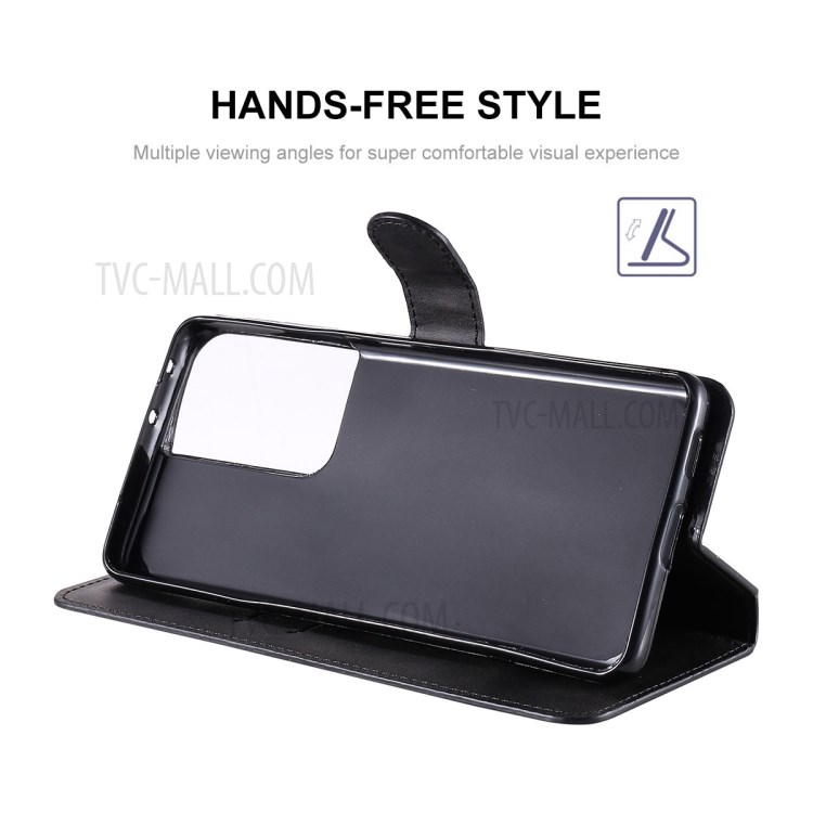 ENKAY PU Leather + TPU Protector Wallet Stand Case for Samsung Galaxy S21 Ultra - Black-3