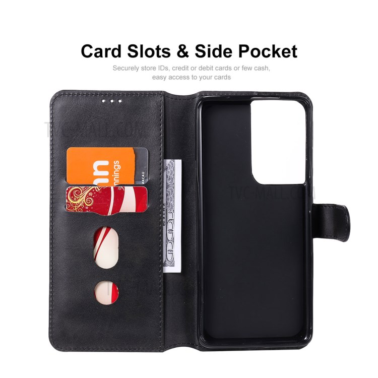 ENKAY PU Leather + TPU Protector Wallet Stand Case for Samsung Galaxy S21 Ultra - Black-4