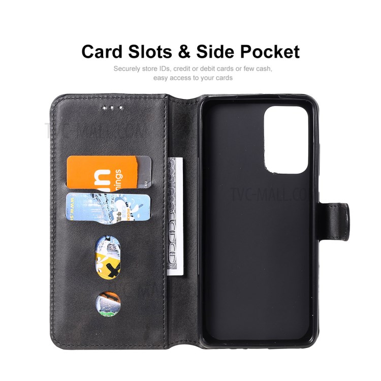 ENKAY for Samsung Galaxy A72 5G PU Leather + TPU Protector Wallet Stand Case - Black-4