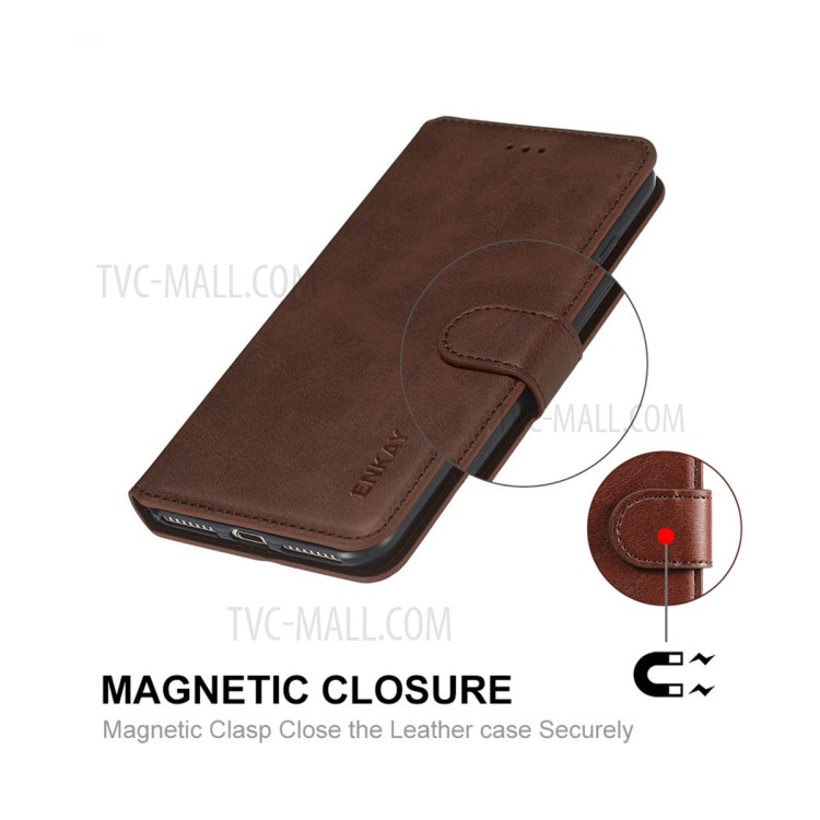 ENKAY HAT PRINCE PU Leather + TPU Protector for Samsung Galaxy A42 5G Wallet Stand Case - Brown-6