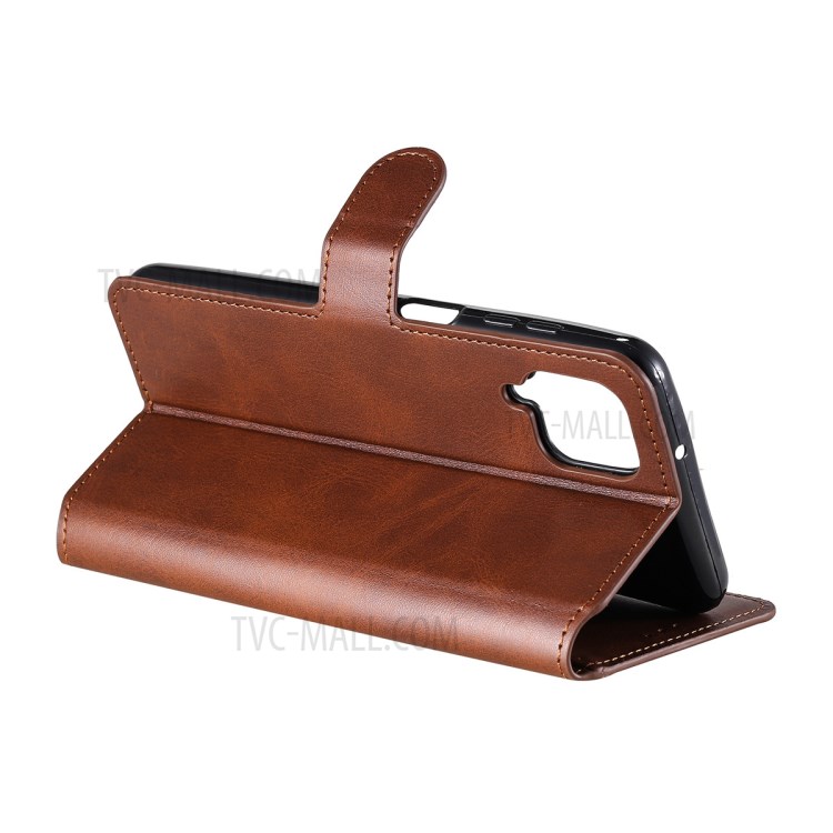 ENKAY PU Leather + TPU Protector for Samsung Galaxy A12 Wallet Stand Phone Shell - Brown-2