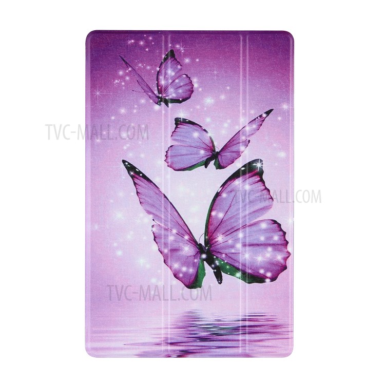 Copertina di Tavolette Per Supporto in Pelle Con Stampa di Motivi Per Samsung Galaxy Tab A7 10.4 (2020) T500/T505 - Farfalla Viola