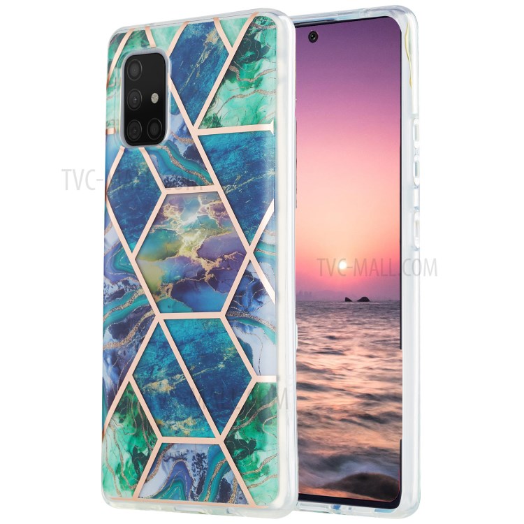 Marble Pattern Electroplating IMD 2.0mm TPU Anti-skid Phone Cover for Samsung Galaxy A71 5G SM-A716 - Green/Blue/Purple-1