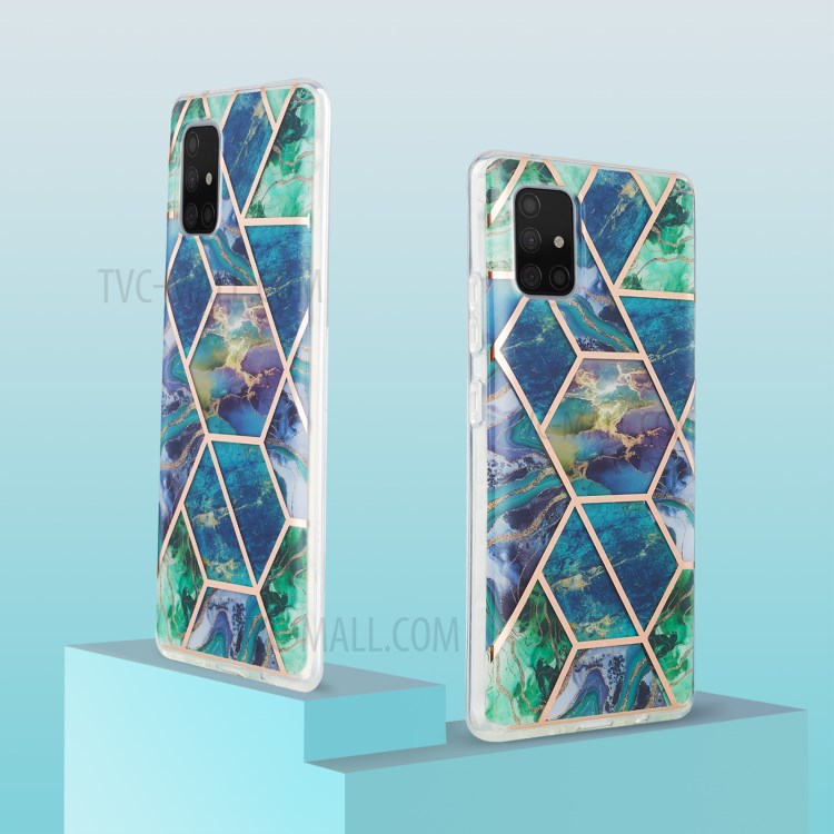 Marble Pattern Electroplating IMD 2.0mm TPU Anti-skid Phone Cover for Samsung Galaxy A71 5G SM-A716 - Green/Blue/Purple-2