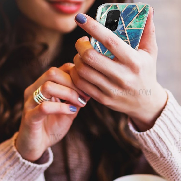 Marble Pattern Electroplating IMD 2.0mm TPU Anti-skid Phone Cover for Samsung Galaxy A71 5G SM-A716 - Green/Blue/Purple-3