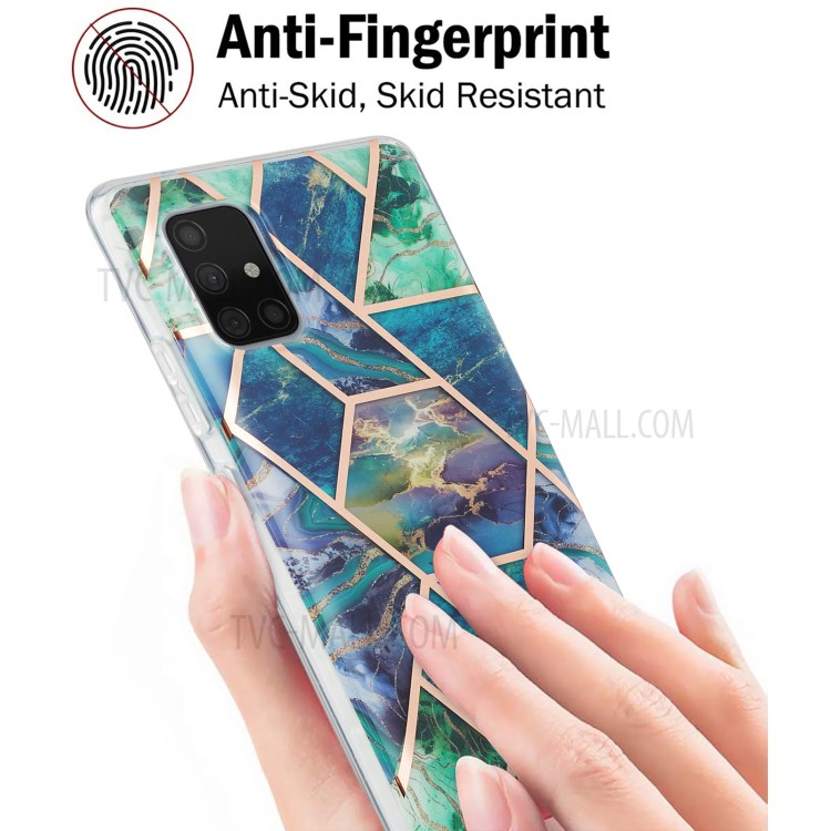 Marble Pattern Electroplating IMD 2.0mm TPU Anti-skid Phone Cover for Samsung Galaxy A71 5G SM-A716 - Green/Blue/Purple-4
